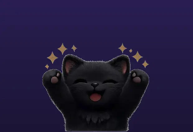 Stan the black kitten celebrating — Stan Cats collection tease